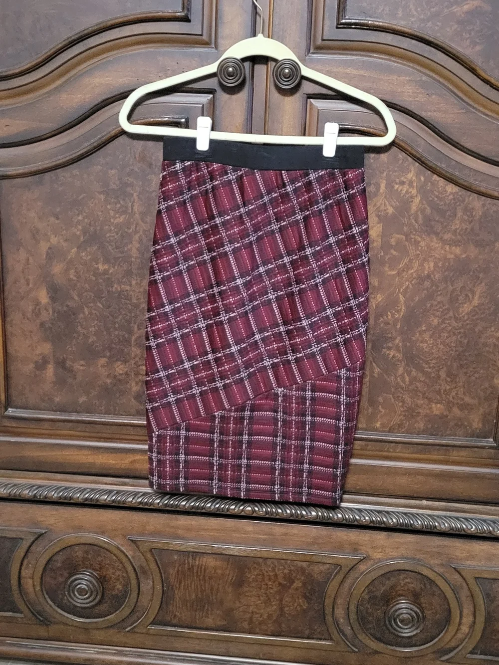Joe Benbasset Burgundy Plaid Pencil Skirt